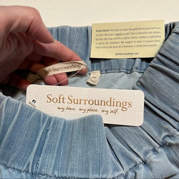 Soft Surroundings Metro Pale Denim Legging Pants XS Pull On Ankle Snaps 2AW44. - Picture 4 of 7